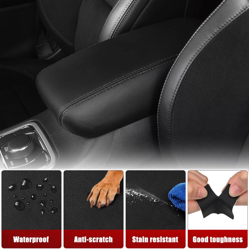 KBH Center Console Armrest Cover Replacement for Dodge Durango & Jeep Grand Cherokee 2011-2020, Vinyl Leather, Middle Console Arm Rest Upholstery, Anti-Scratch, Black (Leather Part Only) - Image 3